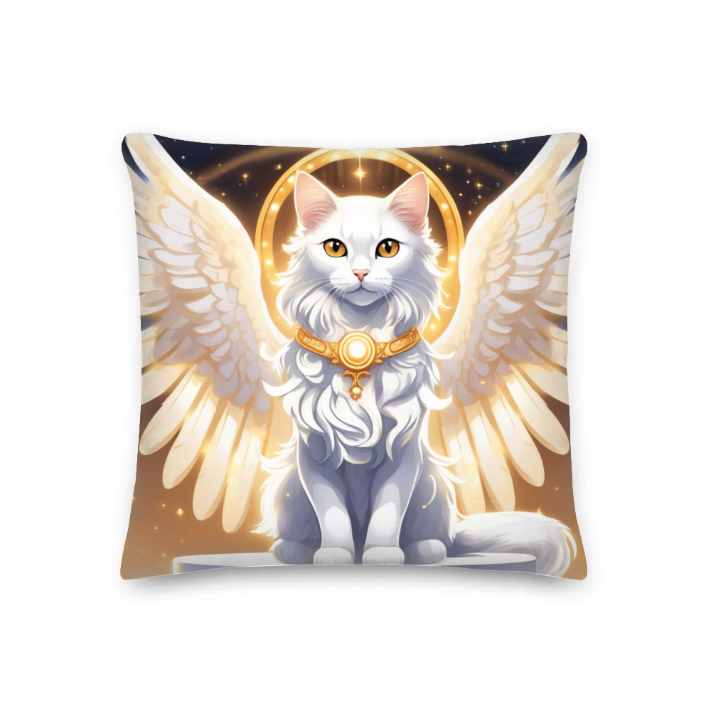 PugMug Custom White Companion Cat Premium Pillow