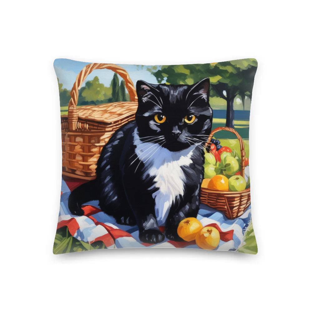 PugMug Custom Black Scottish Fold Cat Premium Pillow