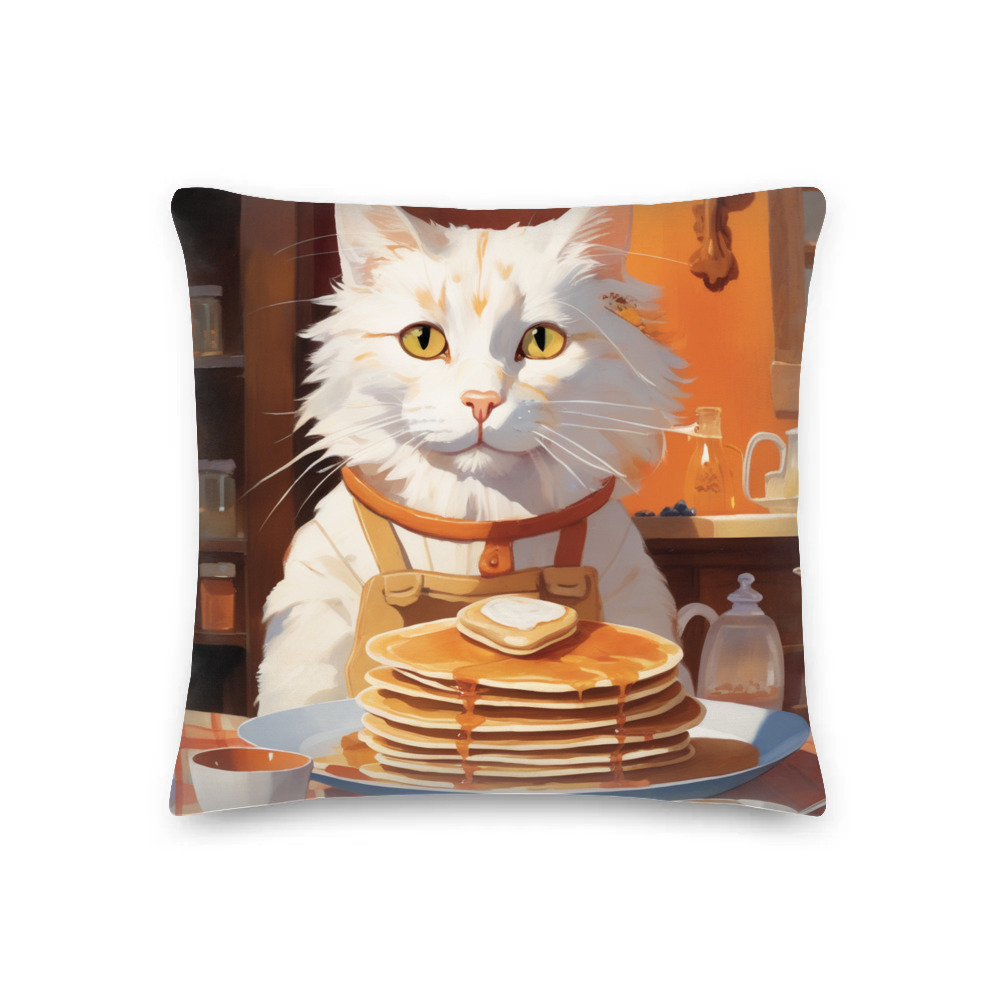 PugMug Custom White Companion Cat Premium Pillow