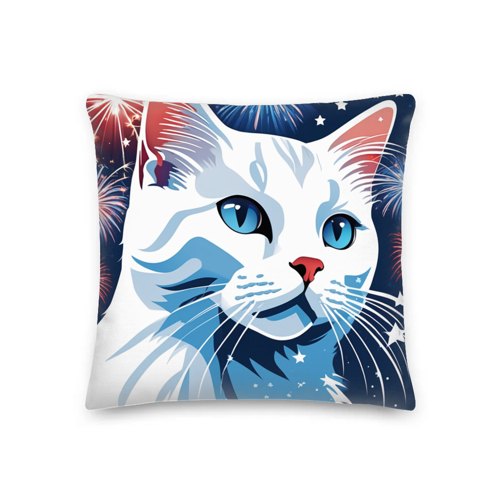 PugMug Custom White Companion Cat Premium Pillow