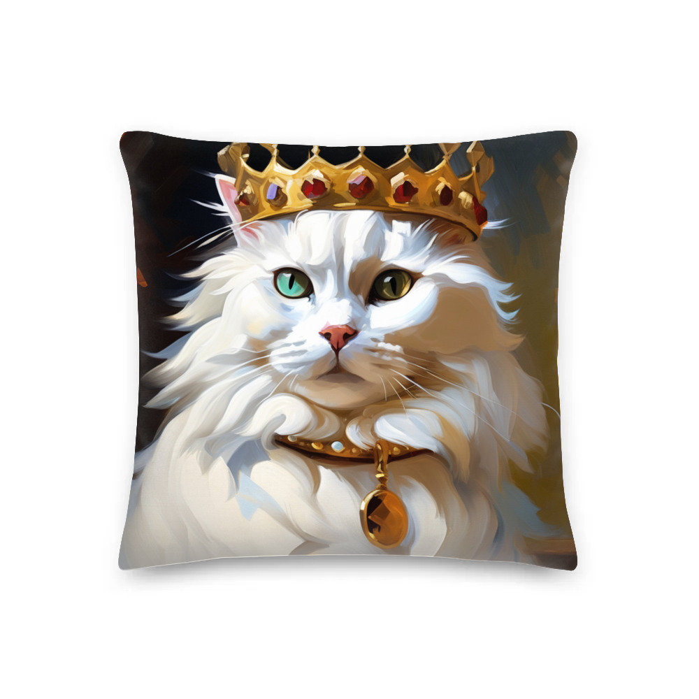 PugMug Custom White Companion Cat Premium Pillow