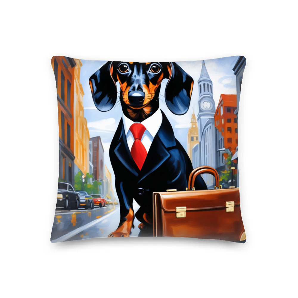 PugMug Custom Black Dachshund Premium Pillow