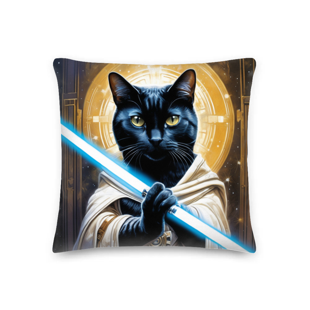 PugMug Custom Black American Shorthair Cat Premium Pillow