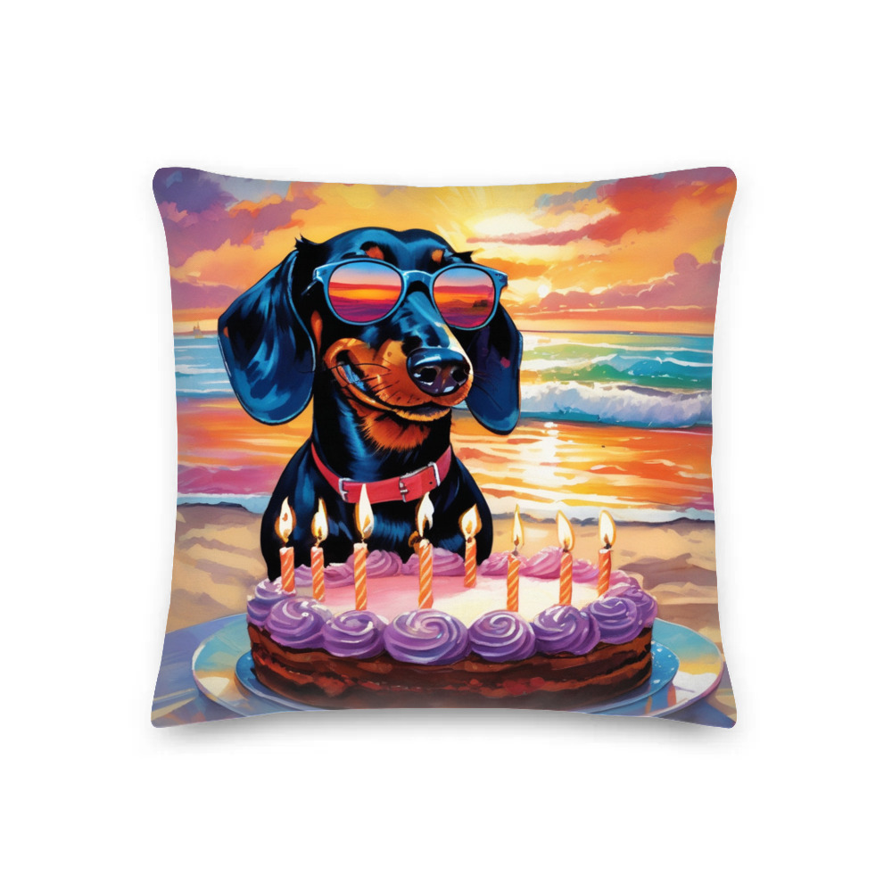PugMug Custom Black Dachshund Premium Pillow