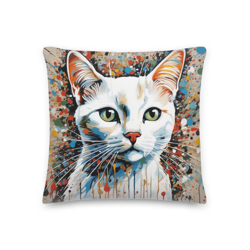 PugMug Custom White Companion Cat Premium Pillow