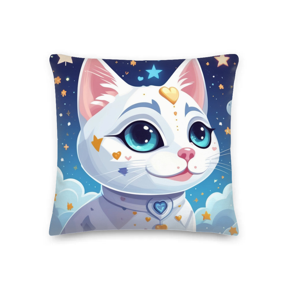 PugMug Custom White Companion Cat Premium Pillow