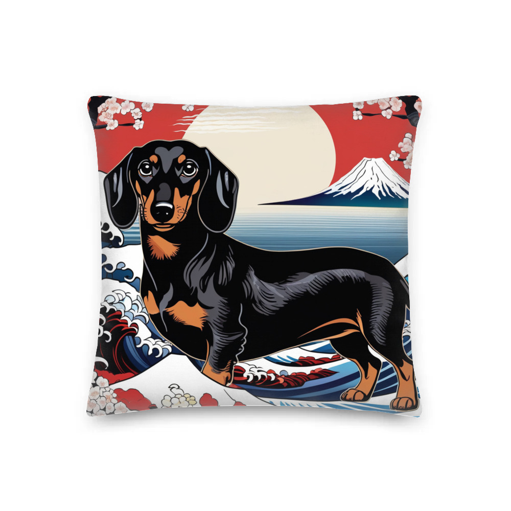 PugMug Custom Black Dachshund Premium Pillow