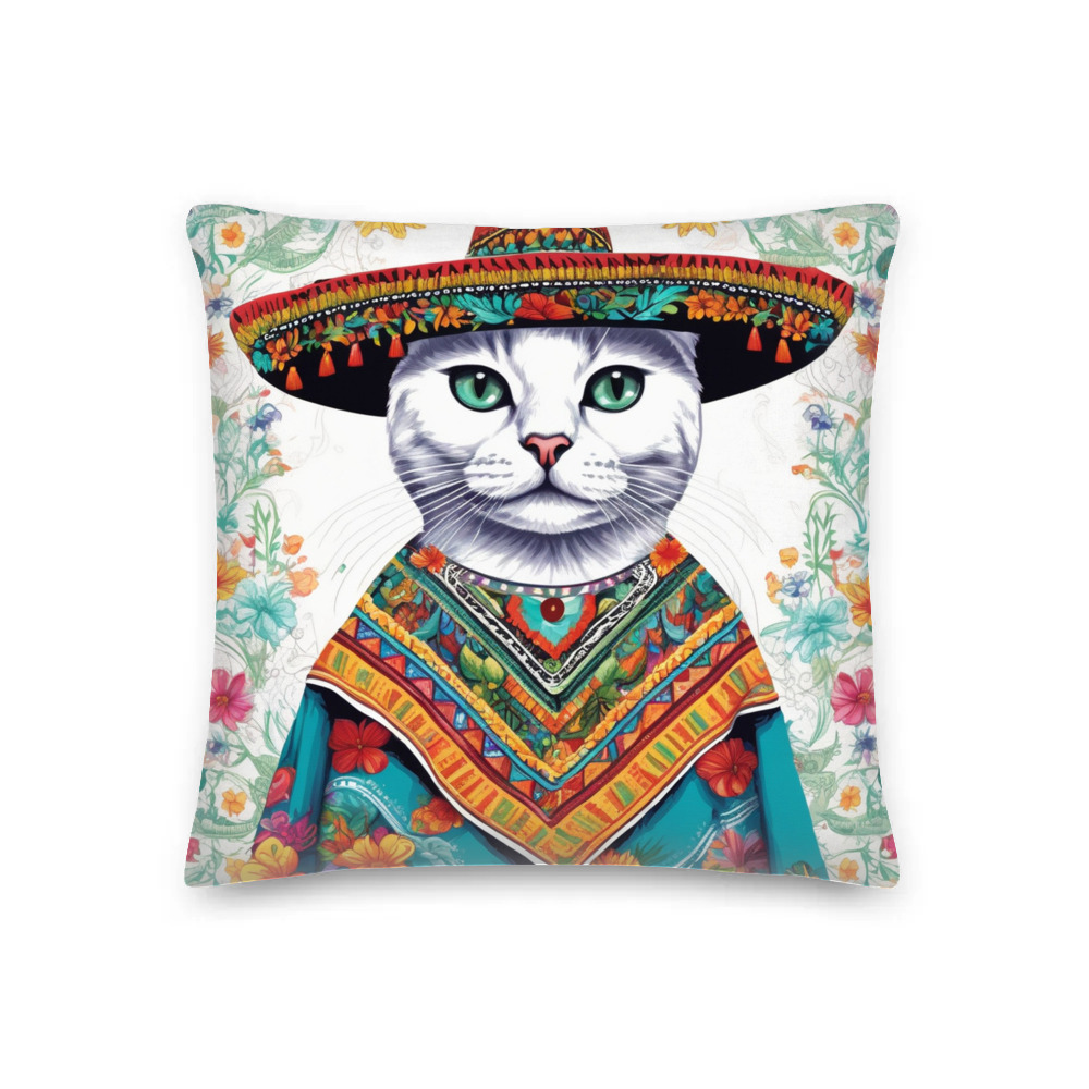 PugMug Custom White Companion Cat Premium Pillow
