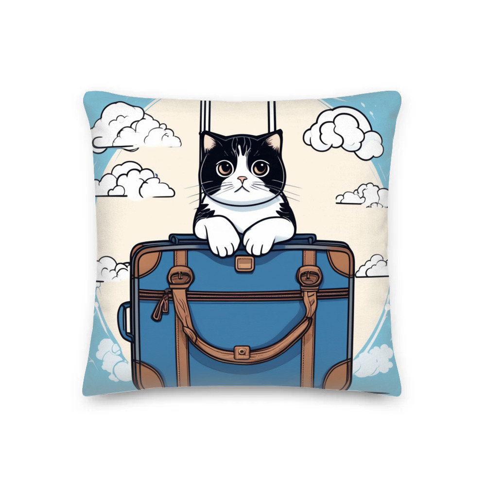 PugMug Custom Black Scottish Fold Cat Premium Pillow