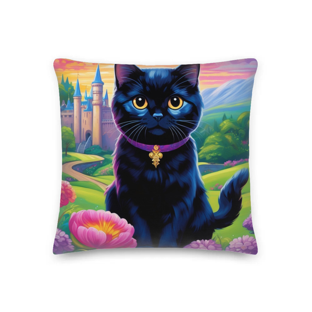 PugMug Custom Black Scottish Fold Cat Premium Pillow