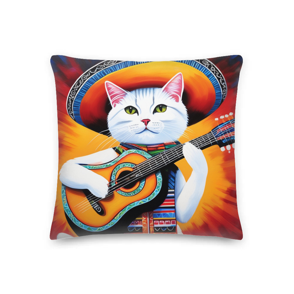 PugMug Custom White Companion Cat Premium Pillow