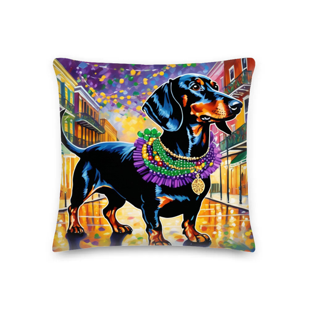 PugMug Custom Black Dachshund Premium Pillow