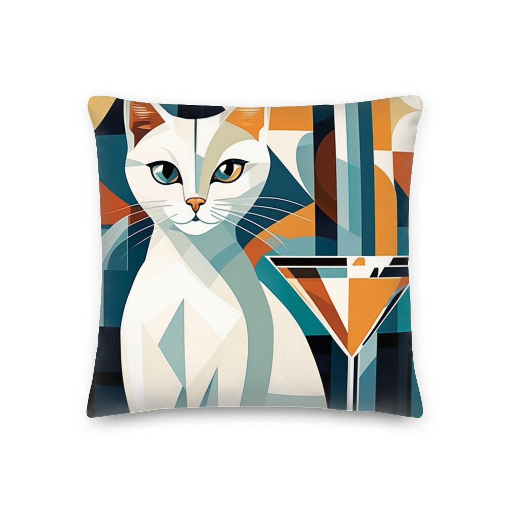PugMug Custom White Companion Cat Premium Pillow
