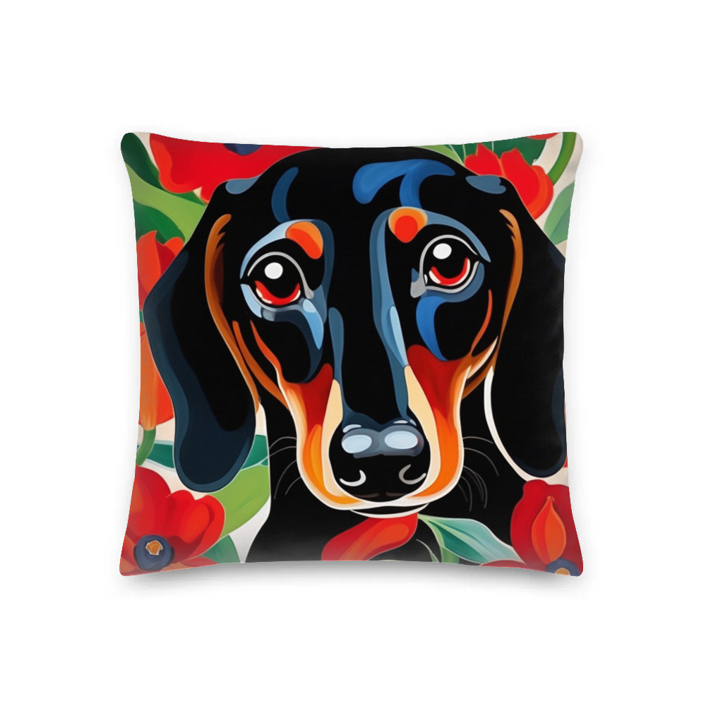 PugMug Custom Black Dachshund Premium Pillow