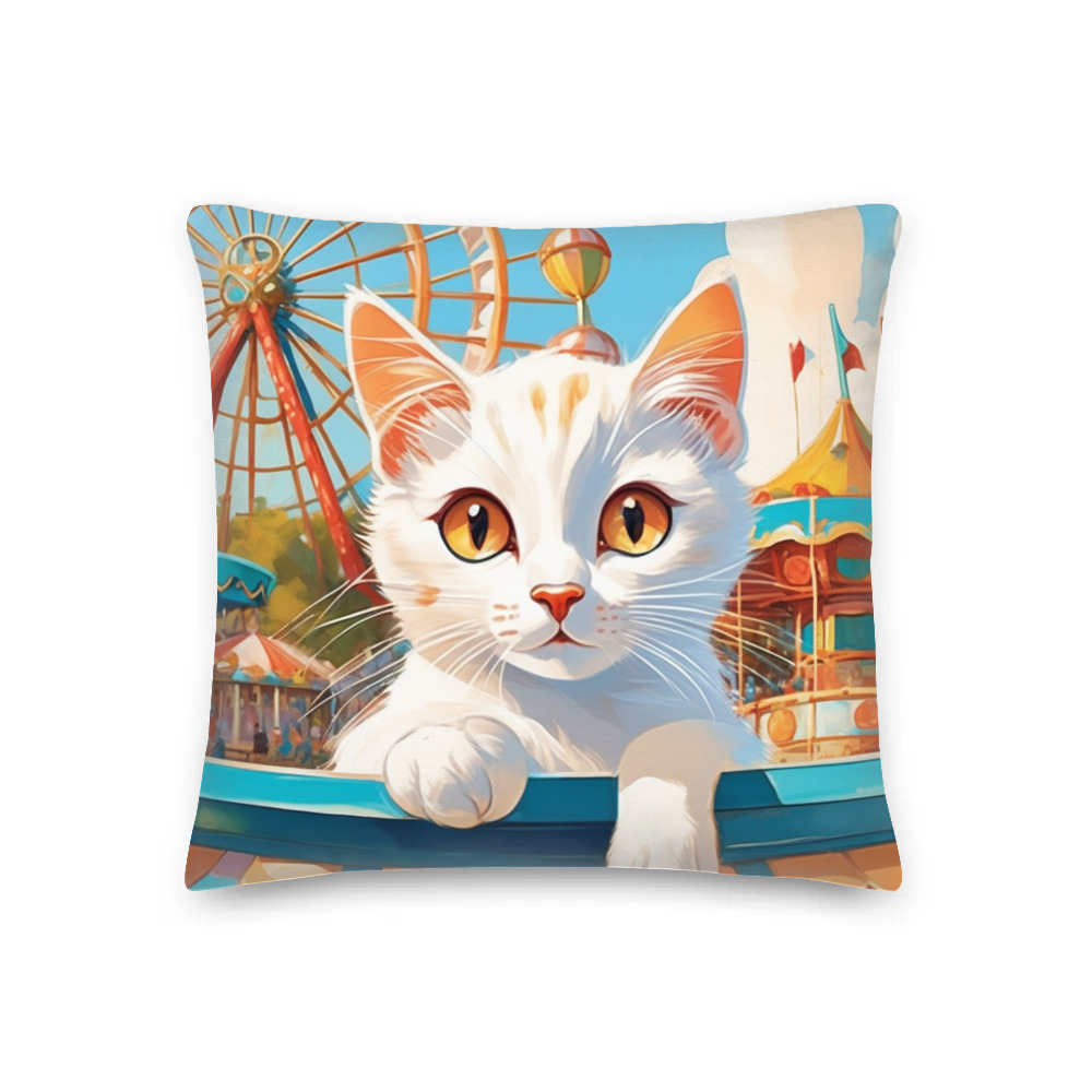 PugMug Custom White Companion Cat Premium Pillow