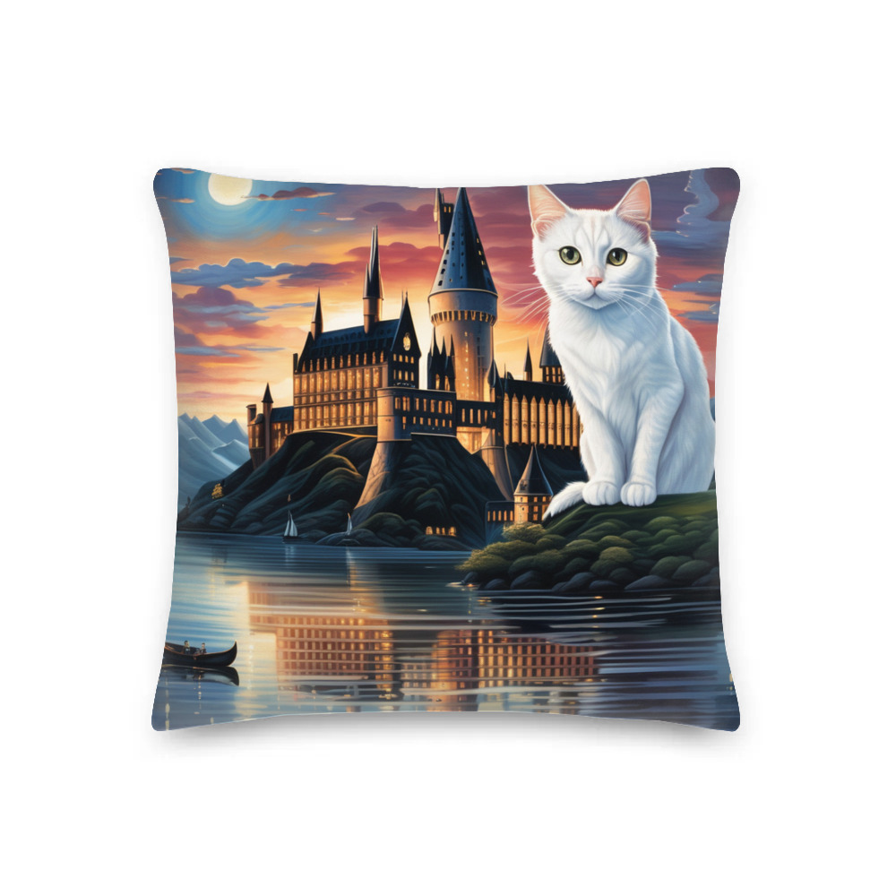 PugMug Custom White Companion Cat Premium Pillow