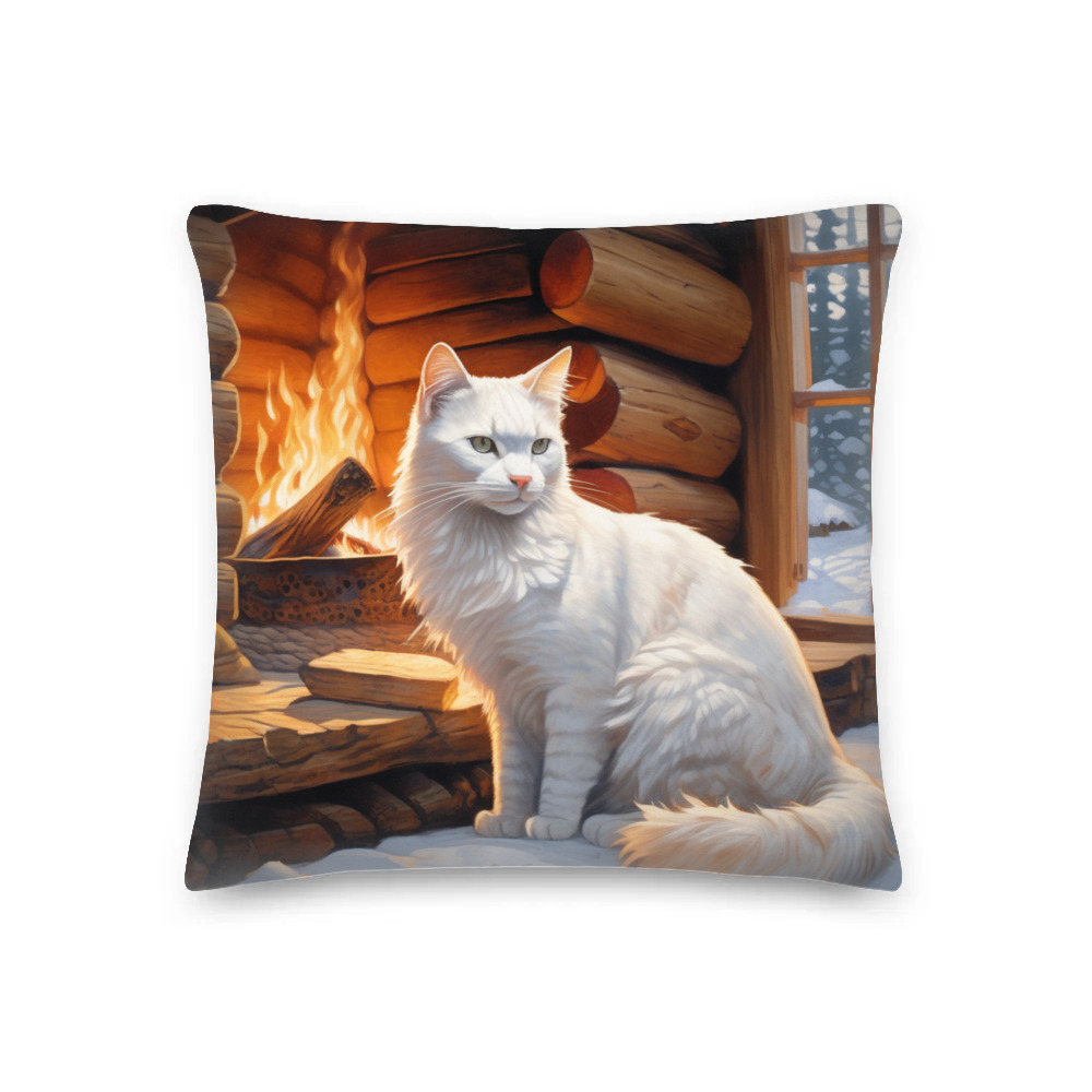 PugMug Custom White Companion Cat Premium Pillow