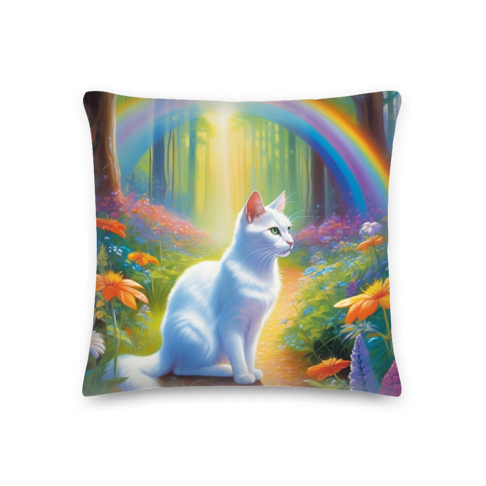 PugMug Custom White Companion Cat Premium Pillow