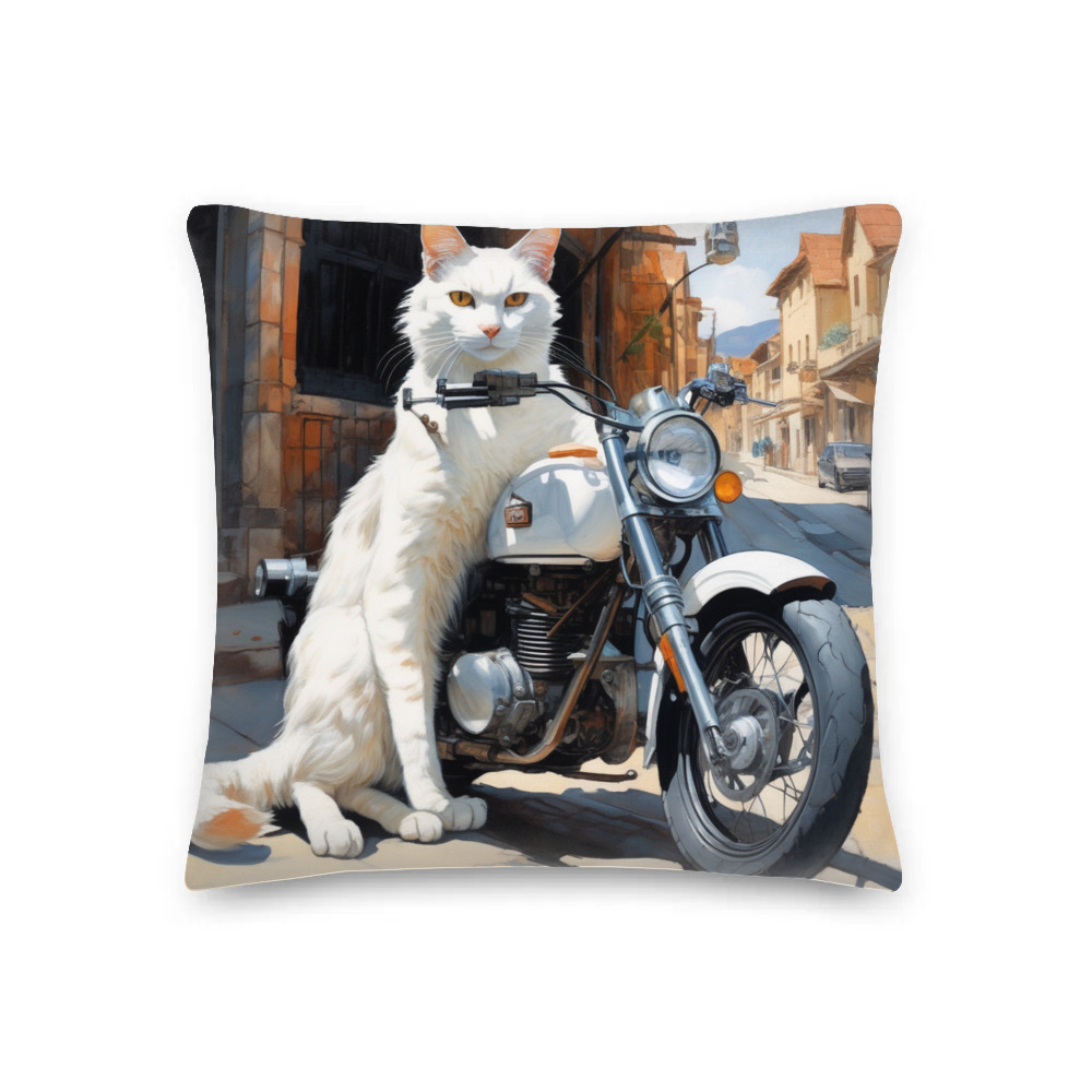 PugMug Custom White Companion Cat Premium Pillow