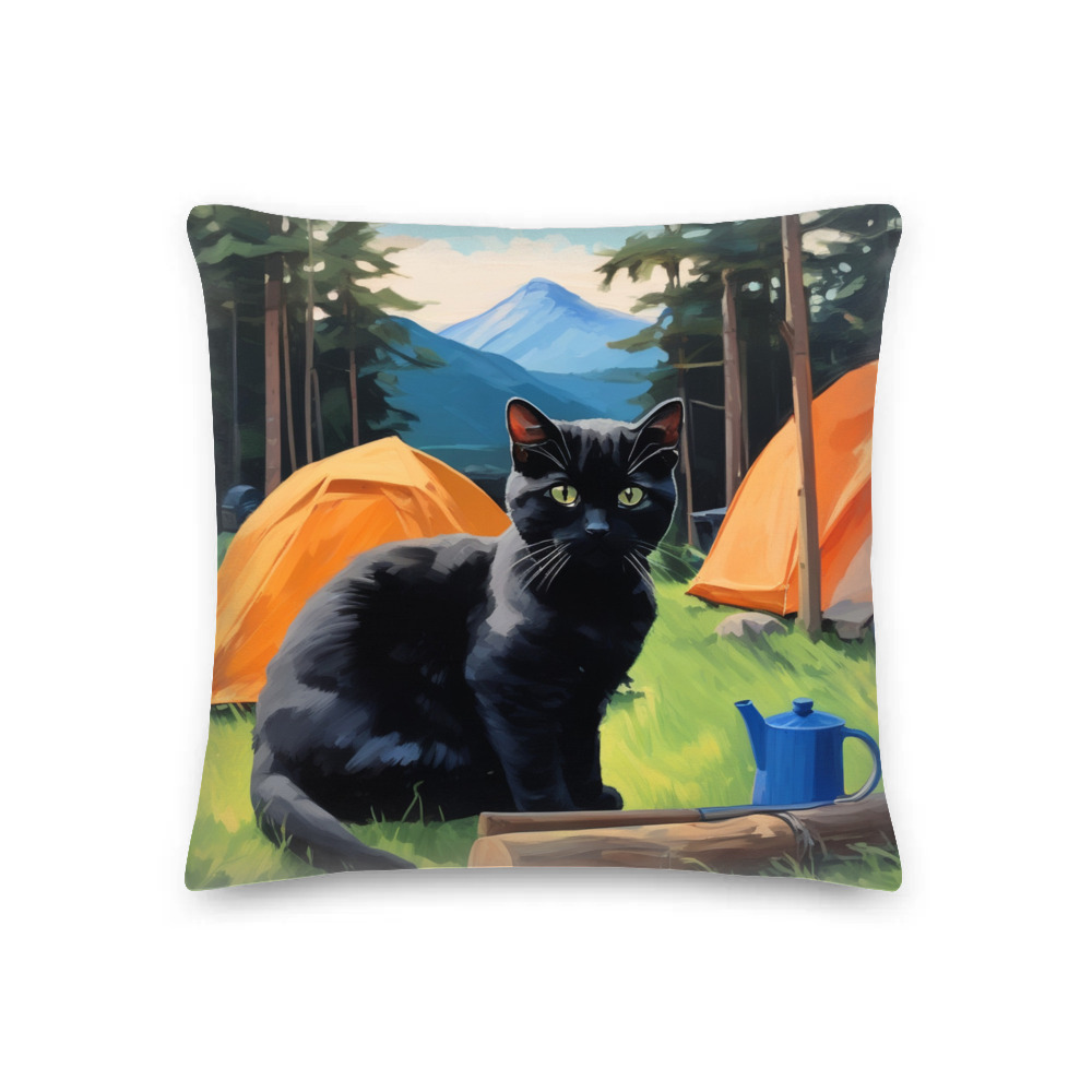 PugMug Custom Black Scottish Fold Cat Premium Pillow