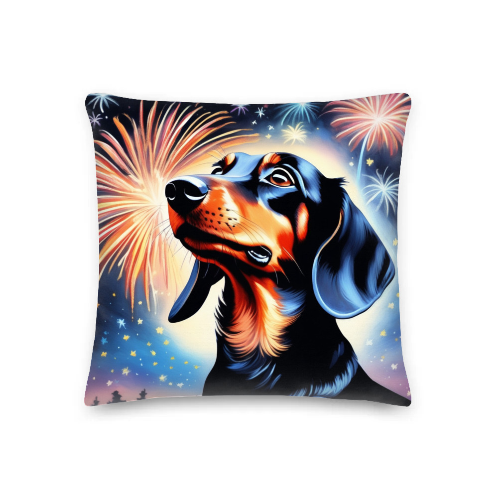 PugMug Custom Black Dachshund Premium Pillow