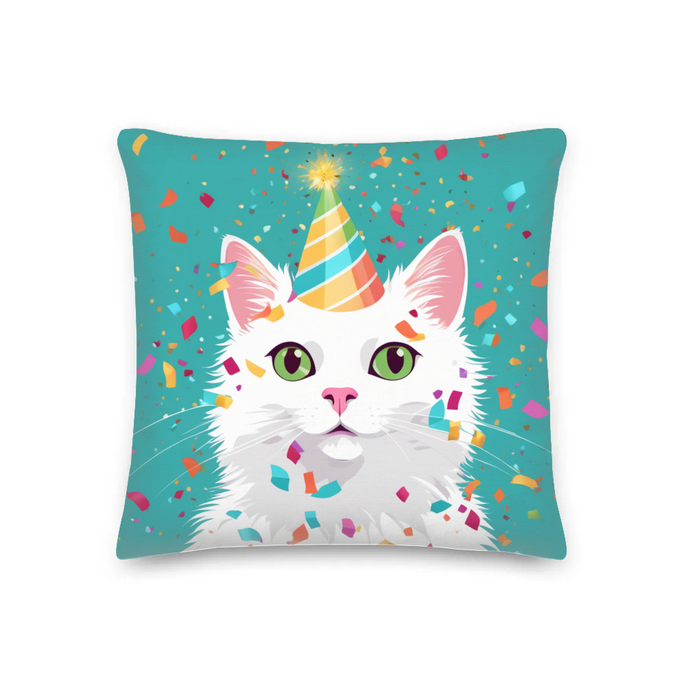 PugMug Custom White Companion Cat Premium Pillow