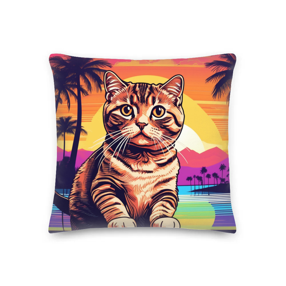 PugMug Custom Tabby Scottish Fold Cat Premium Pillow