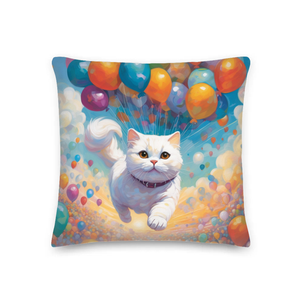 PugMug Custom White Scottish Fold Cat Premium Pillow