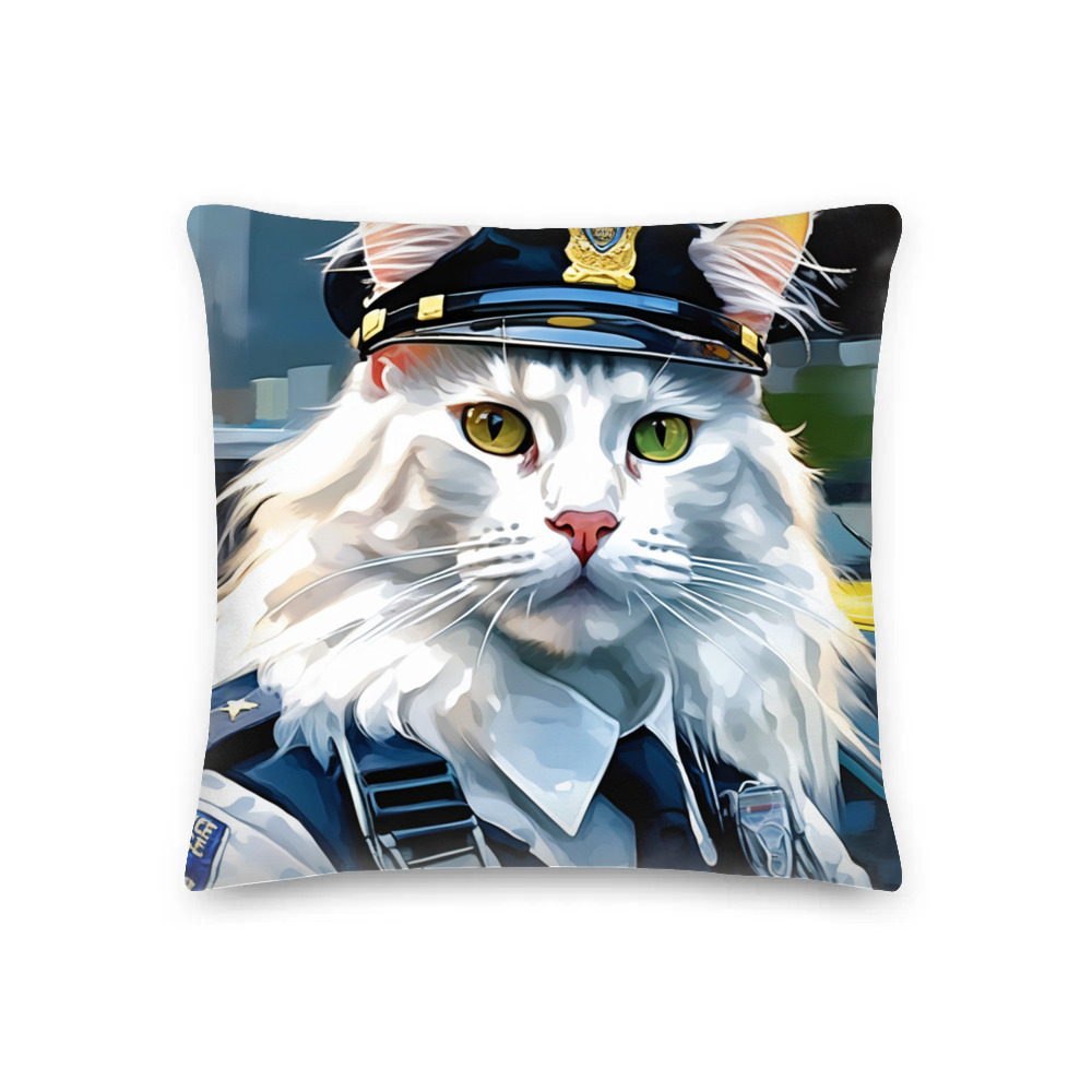 PugMug Custom White Maine Coon Cat Premium Pillow