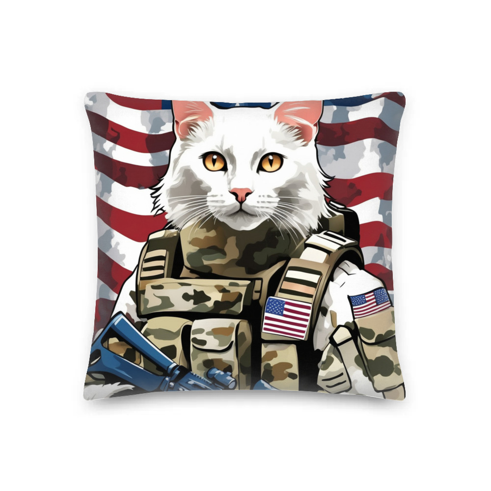 PugMug Custom White Companion Cat Premium Pillow