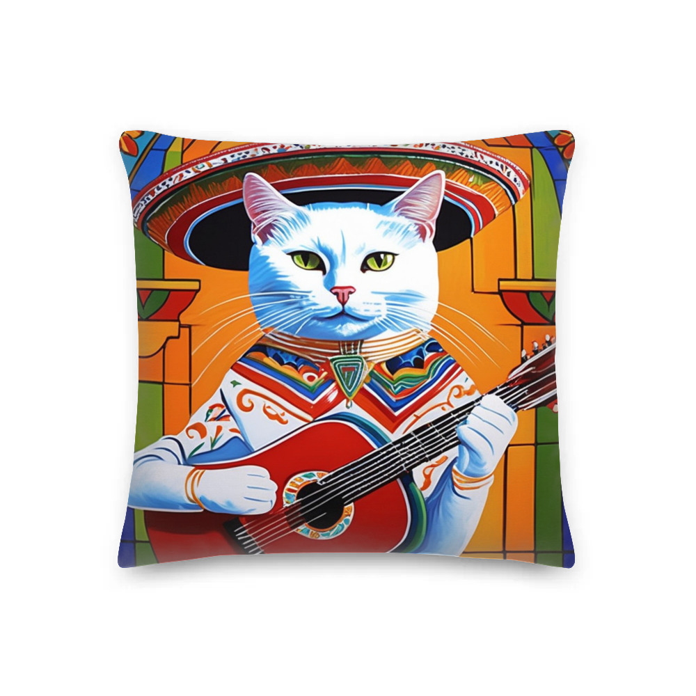 PugMug Custom White Companion Cat Premium Pillow