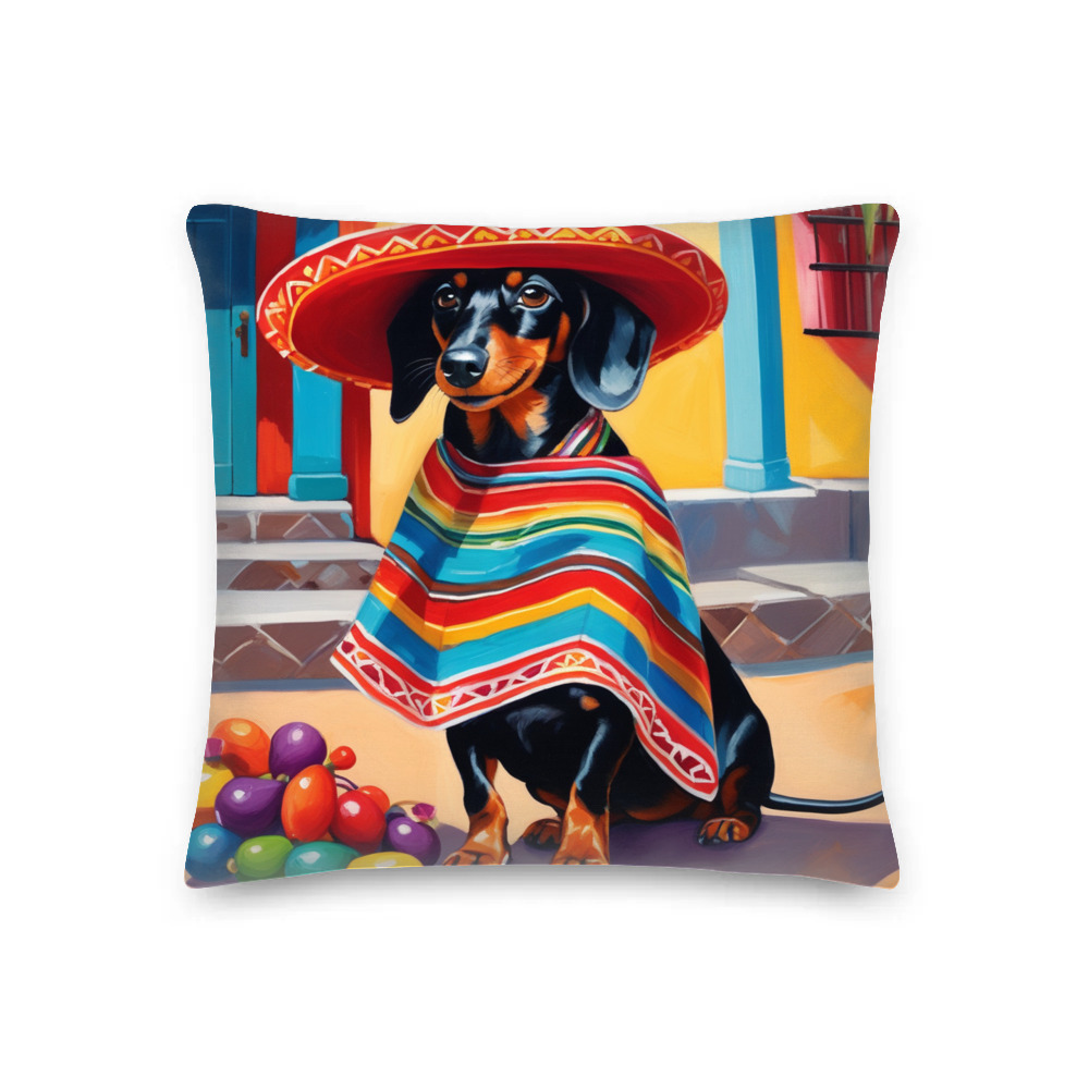 PugMug Custom Black Dachshund Premium Pillow