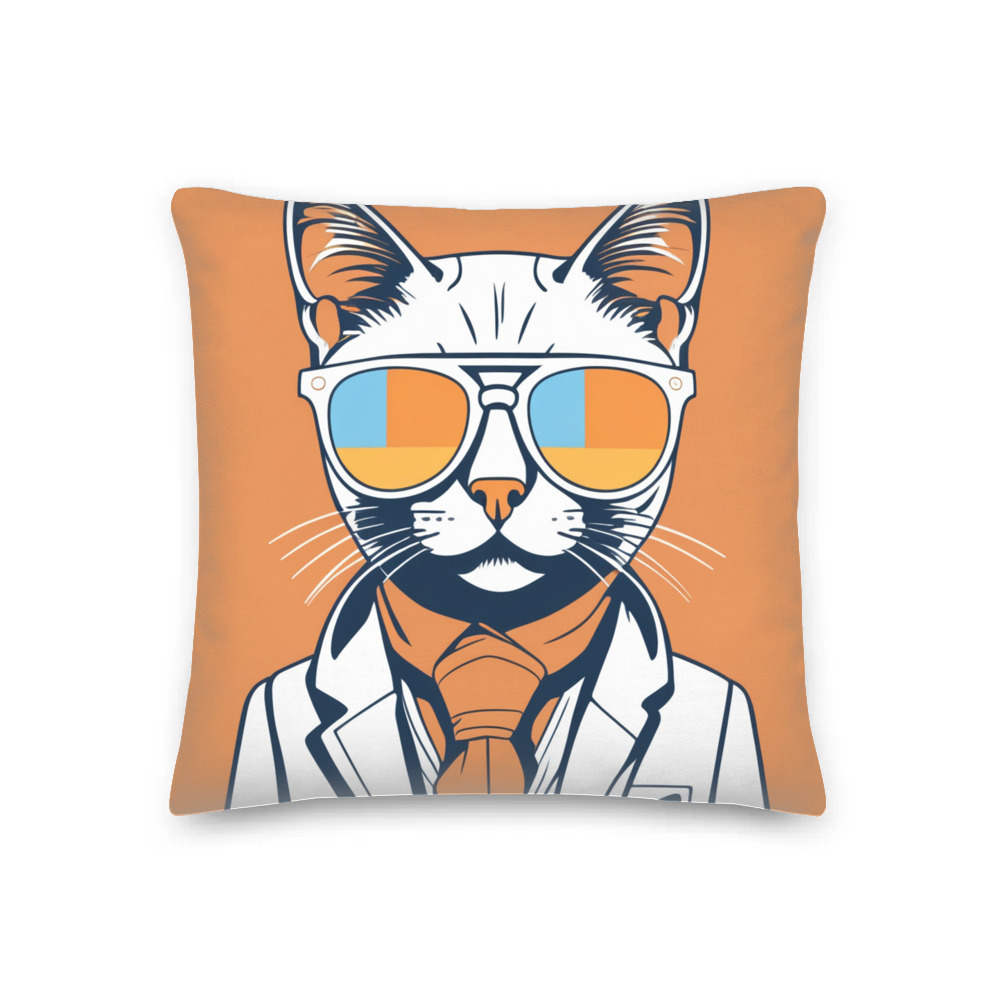 PugMug Custom White Companion Cat Premium Pillow