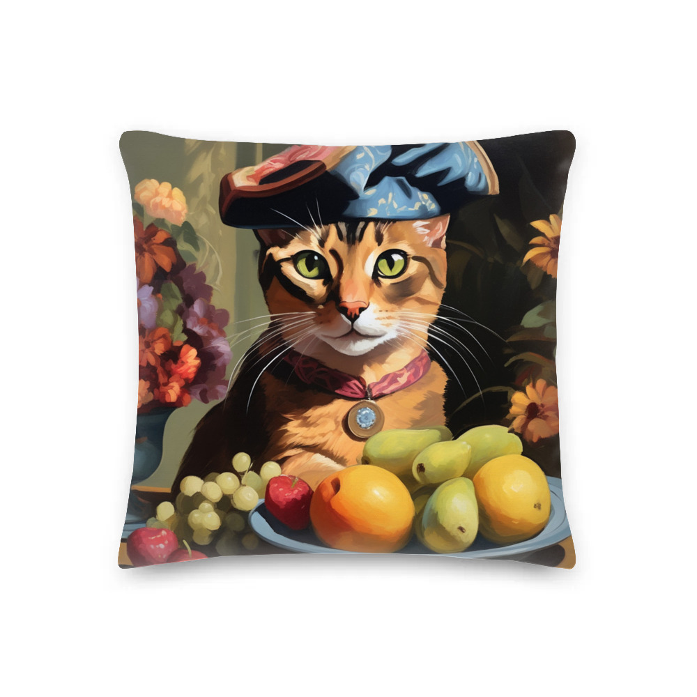 PugMug Custom Tabby Abyssinian Cat Premium Pillow