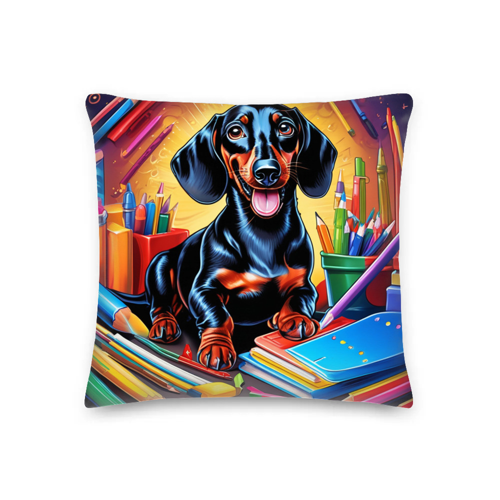 PugMug Custom Black Dachshund Premium Pillow