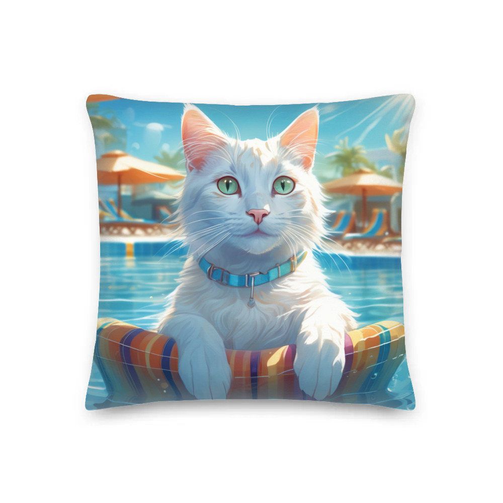 PugMug Custom White Companion Cat Premium Pillow