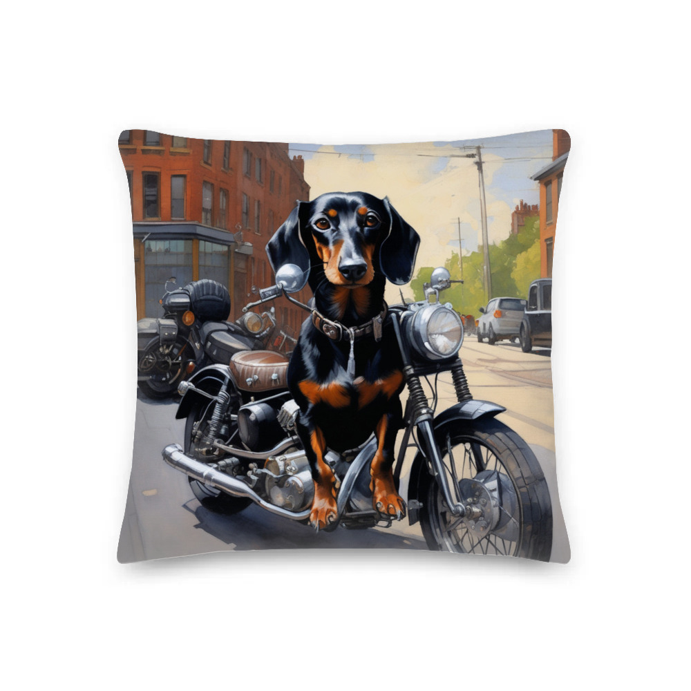 PugMug Custom Black Dachshund Premium Pillow