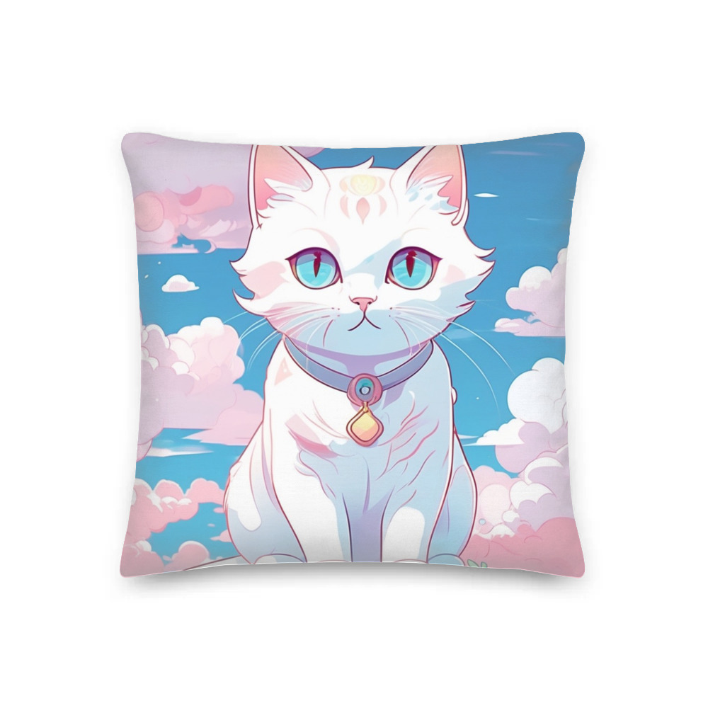 PugMug Custom White Companion Cat Premium Pillow