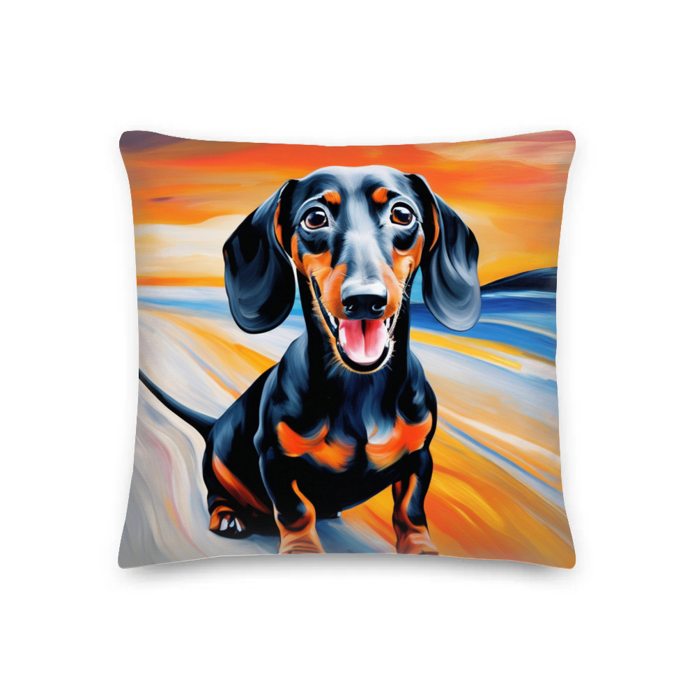 PugMug Custom Black Dachshund Premium Pillow