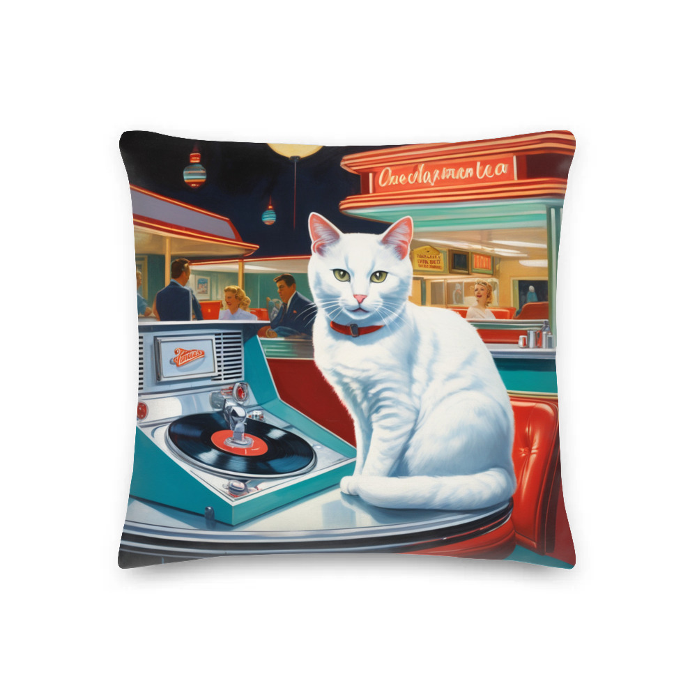 PugMug Custom White Companion Cat Premium Pillow