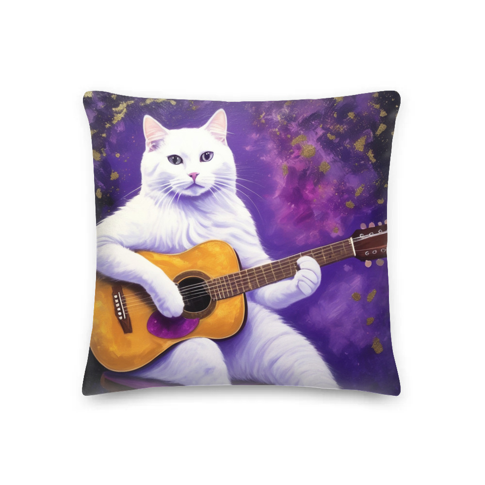 PugMug Custom White Companion Cat Premium Pillow