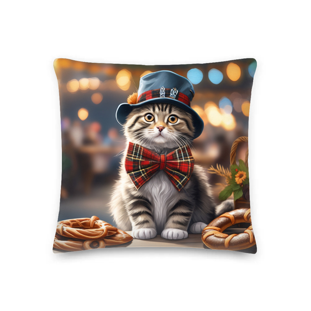 PugMug Custom Tabby Scottish Fold Cat Premium Pillow