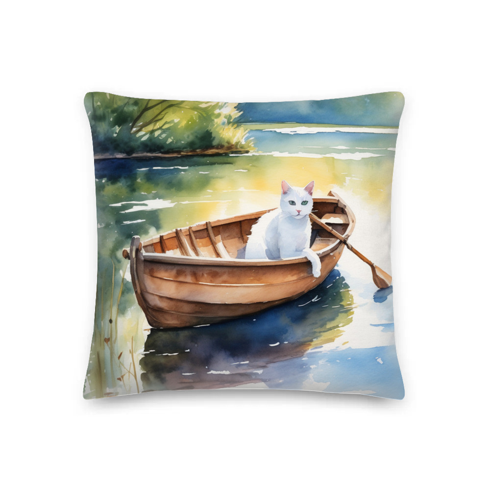 PugMug Custom White Companion Cat Premium Pillow