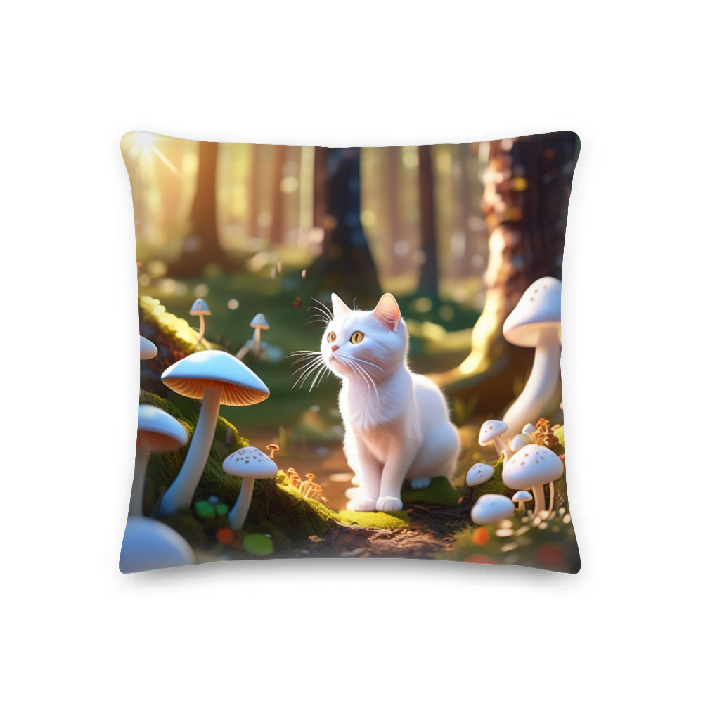 PugMug Custom White Companion Cat Premium Pillow