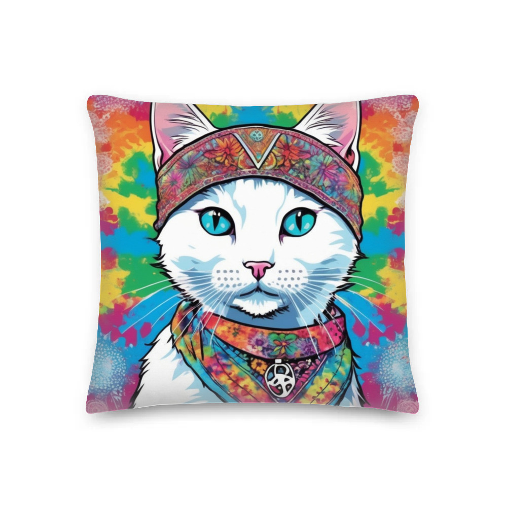 PugMug Custom White Companion Cat Premium Pillow
