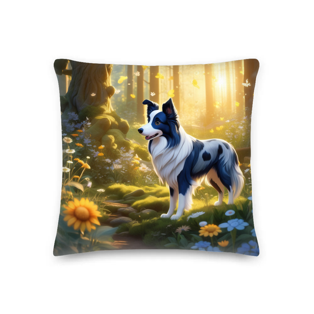 PugMug Custom Blue Merle Border Collie Premium Pillow