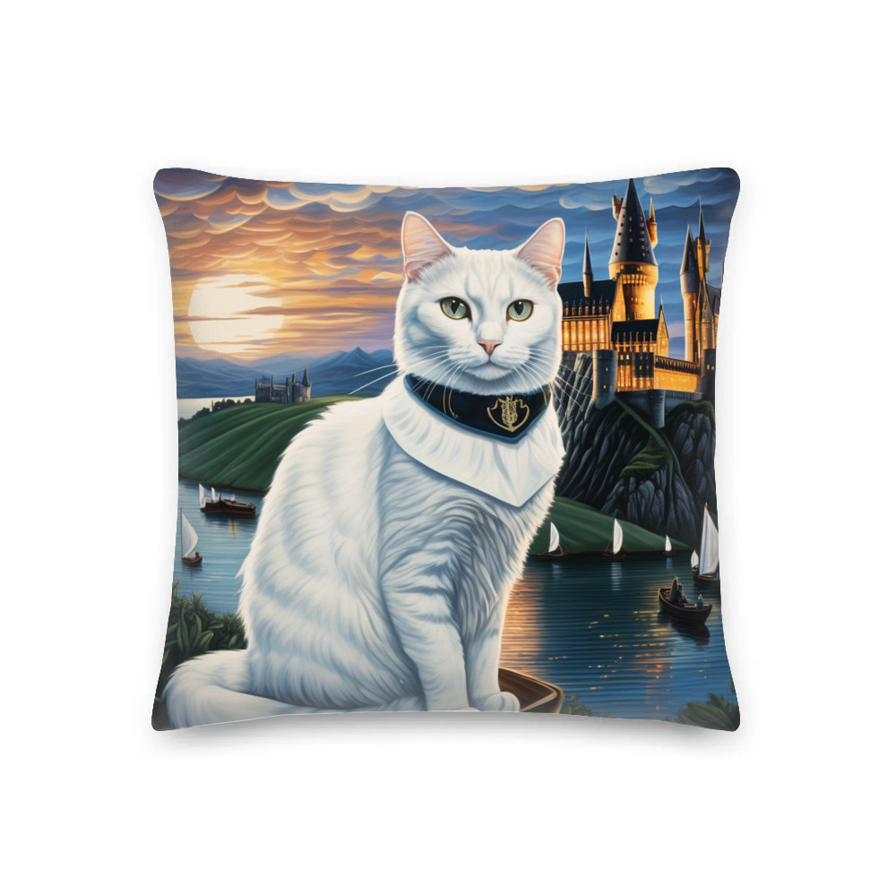 PugMug Custom White Companion Cat Premium Pillow