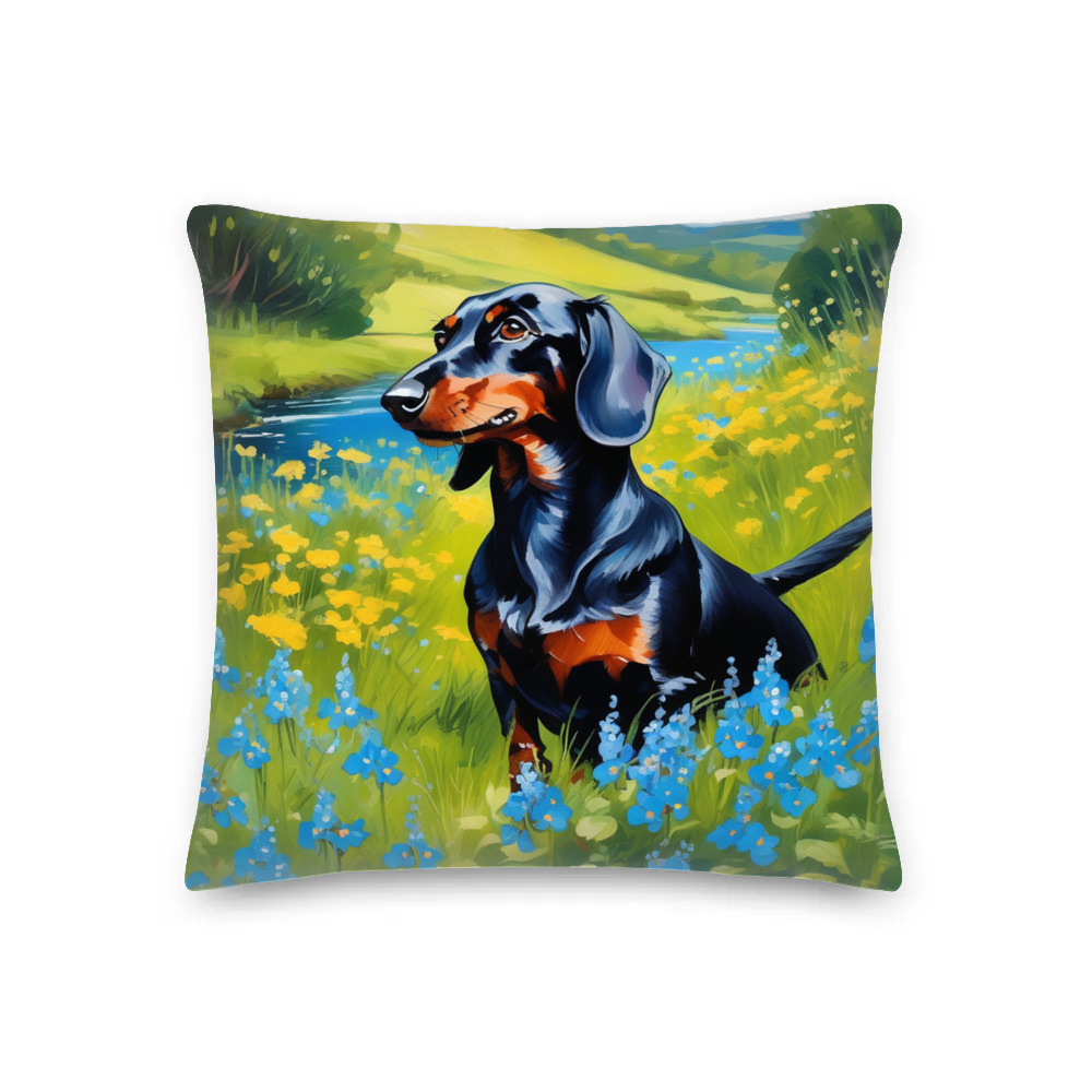 PugMug Custom Black Dachshund Premium Pillow