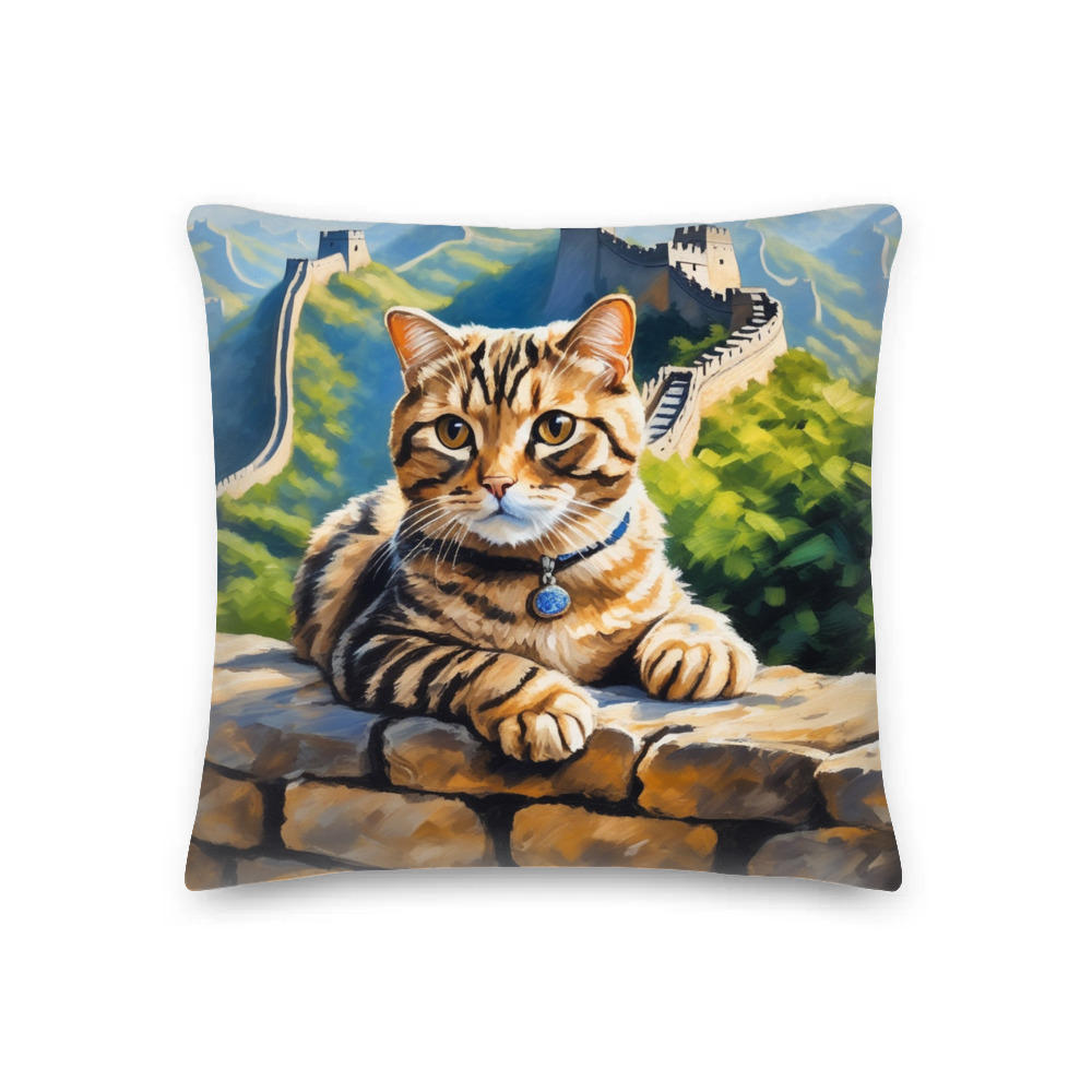 PugMug Custom Tabby Scottish Fold Cat Premium Pillow