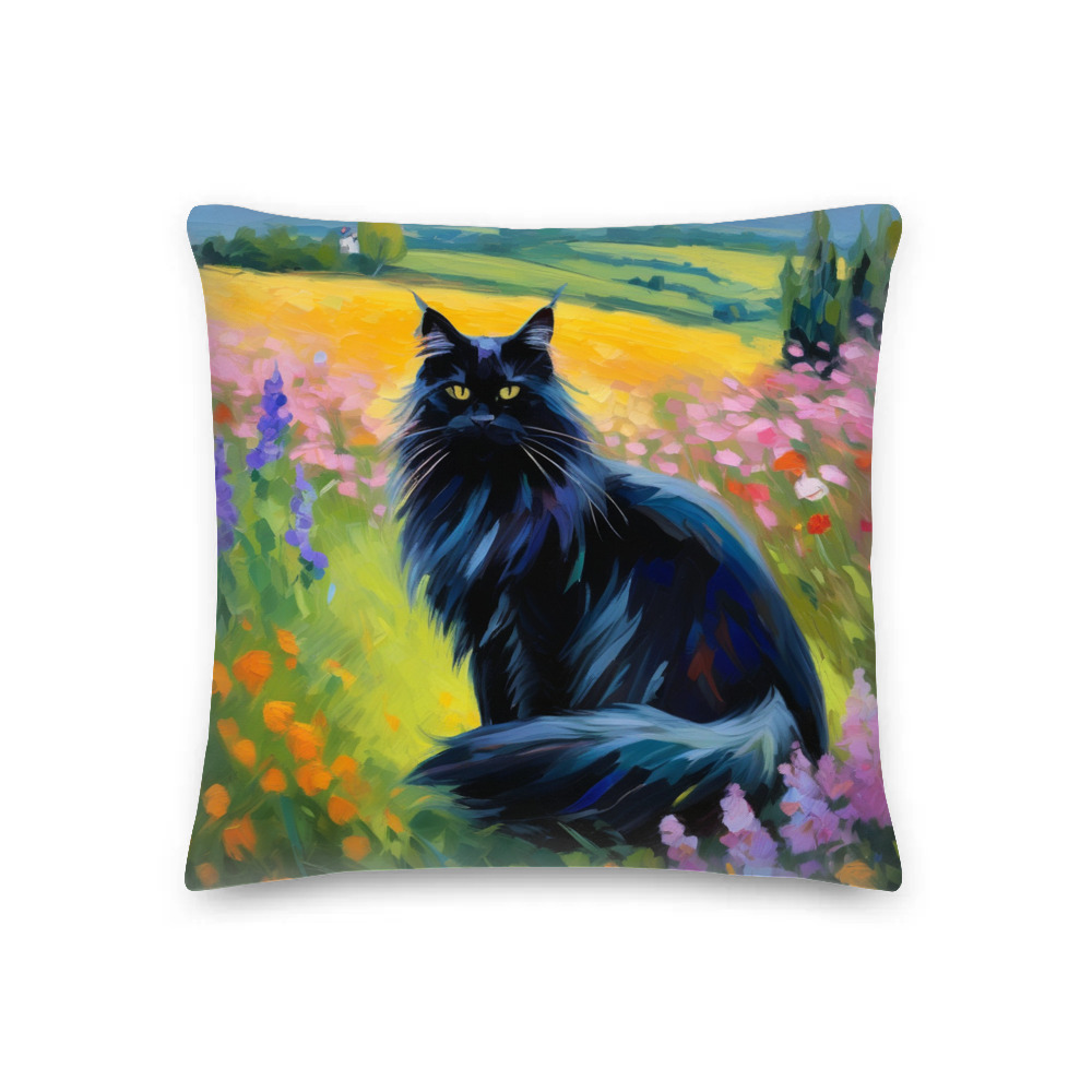 PugMug Custom Black Maine Coon Cat Premium Pillow